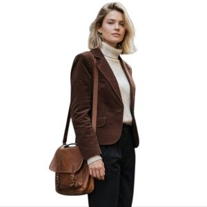 Vintage BEBA Fine Wale Corduroy Hourglass Blazer Dark Academia Brown Small